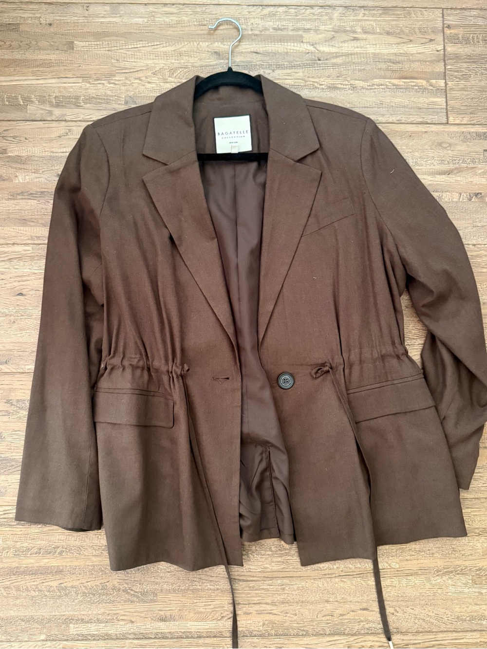 bagatelle Brown Drawstring-Waist Blazer Jacket